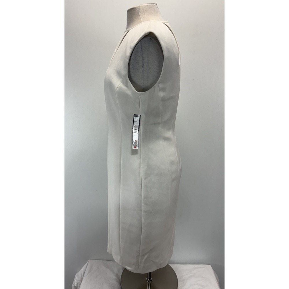 NEW! Tahari Sheath Dress Sz 8 Winter White Cutouts Career Stretch Pencil - Picture 2 of 8